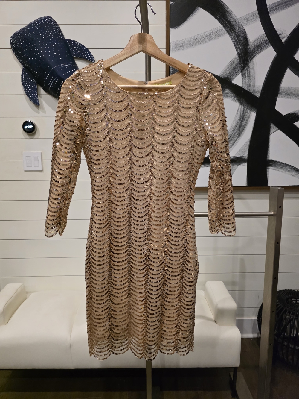 Gianni Bini Champagne Sequin Mini Dress